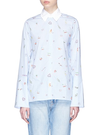 Main View - Click To Enlarge - MIRA MIKATI - 'Venice Beach' graphic print stripe poplin shirt