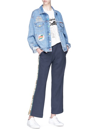 Figure View - Click To Enlarge - MIRA MIKATI - 'Venice Beach' graphic patch denim jacket