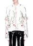 Main View - Click To Enlarge - JONATHAN LIANG - Ruffle sleeve floral embroidered mesh reversible bomber jacket