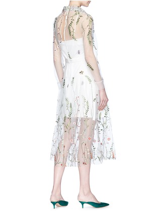 Figure View - Click To Enlarge - JONATHAN LIANG - Floral embroidered mesh dress