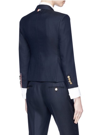Back View - Click To Enlarge - THOM BROWNE  - Single breasted wool twill cropped blazer
