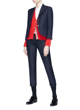 Figure View - Click To Enlarge - THOM BROWNE  - Single breasted wool twill cropped blazer