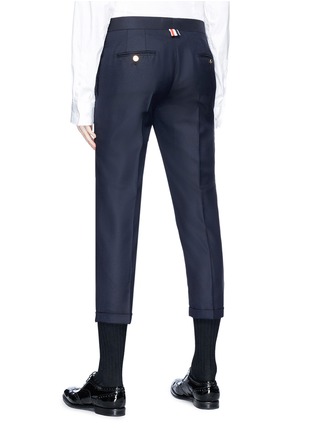 Back View - Click To Enlarge - THOM BROWNE  - Low waist cropped wool twill skinny pants
