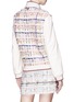 Back View - Click To Enlarge - THOM BROWNE  - Leather sleeve check plaid tweed bomber jacket