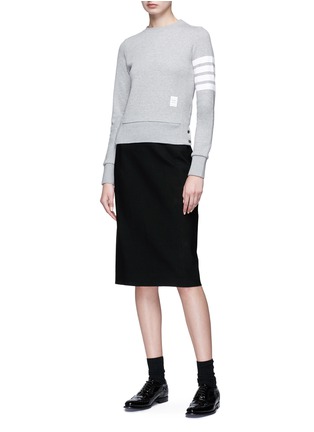 Figure View - Click To Enlarge - THOM BROWNE  - Stripe sleeve cotton sweatshirt