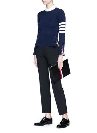 Figure View - Click To Enlarge - THOM BROWNE  - Stripe sleeve cashmere sweater