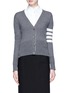 Main View - Click To Enlarge - THOM BROWNE  - Stripe sleeve cashmere V-neck cardigan