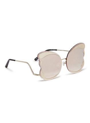 Figure View - Click To Enlarge - MATTHEW WILLIAMSON - Rimless oversized metal mirror butterfly sunglasses