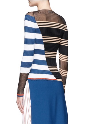 Back View - Click To Enlarge - MRZ - Colourblock stripe rib knit sweater