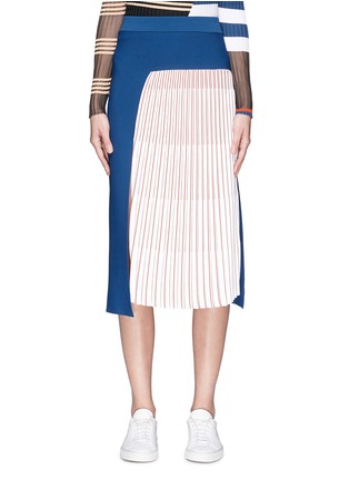 Main View - Click To Enlarge - MRZ - Colourblock plissé pleated panel knit midi skirt