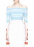 Main View - Click To Enlarge - MRZ - Split sleeve stripe rib knit cropped off-shoulder top