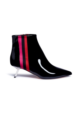 Main View - Click To Enlarge - ALCHIMIA DI BALLIN - 'Libra' sports stripe patent leather ankle boots