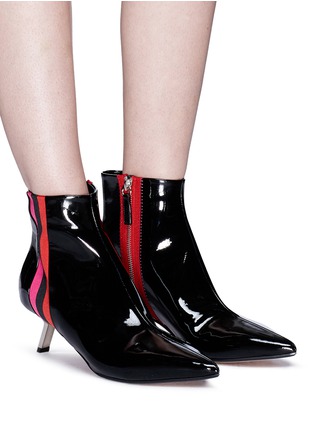 Figure View - Click To Enlarge - ALCHIMIA DI BALLIN - 'Libra' sports stripe patent leather ankle boots