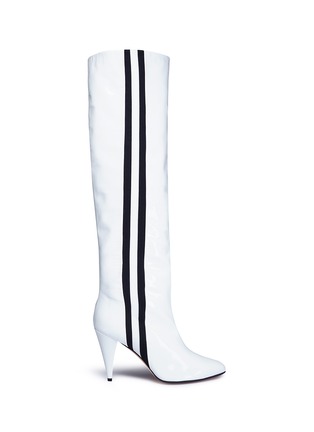 Main View - Click To Enlarge - ALCHIMIA DI BALLIN - 'Scorpi' sports stripe patent leather knee high boots