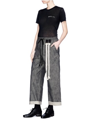 Figure View - Click To Enlarge - SONG FOR THE MUTE - Raw cuff denim culottes