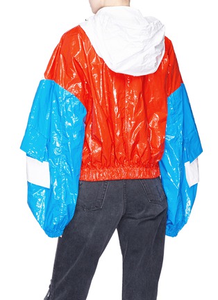 Back View - Click To Enlarge - MSGM - Cutout sleeve colourblock oversized jacket