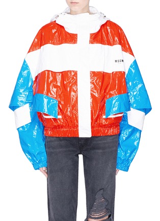 Main View - Click To Enlarge - MSGM - Cutout sleeve colourblock oversized jacket