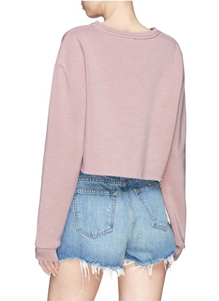 Back View - Click To Enlarge - TOPSHOP - 'Promises' floral embroidered cropped sweatshirt