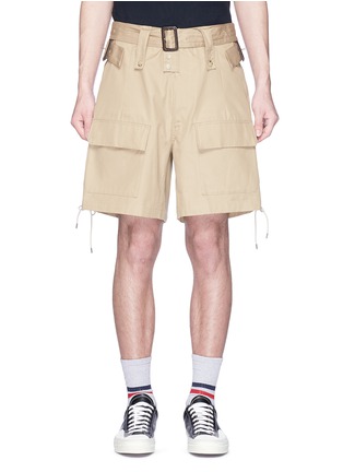 Main View - Click To Enlarge - 72951 - Lace-up outseam belted twill cargo shorts