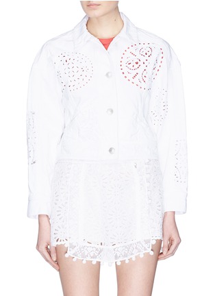 Main View - Click To Enlarge - ISABEL MARANT - 'Rena' broderie anglaise denim jacket