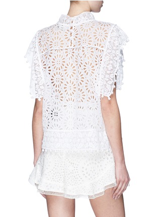 Back View - Click To Enlarge - ISABEL MARANT - 'Kery' pompom broderie anglaise top