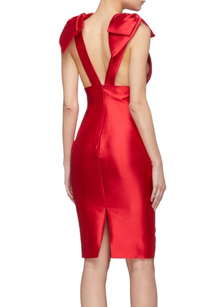 Back View - Click To Enlarge - LEAL DACCARETT - 'Scala' bow shoulder silk-wool satin V-neck dress