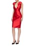 Figure View - Click To Enlarge - LEAL DACCARETT - 'Scala' bow shoulder silk-wool satin V-neck dress