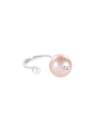 Main View - Click To Enlarge - DELFINA DELETTREZ - 'Pearl Piercing' diamond 18k gold ring