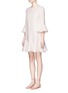 Front View - Click To Enlarge - VALENTINO GARAVANI - Fluted sleeve Crepe Couture dress