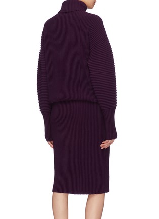Back View - Click To Enlarge - VICTORIA, VICTORIA BECKHAM - Wool ottoman knit turtleneck dress