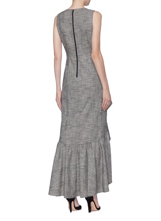 Back View - Click To Enlarge - ALICE & OLIVIA - 'Birch' houndstooth check ruffle drape maxi dress