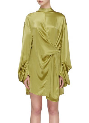 Main View - Click To Enlarge - SOLACE LONDON - 'Cecilia' twist front silk dress