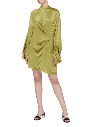 Figure View - Click To Enlarge - SOLACE LONDON - 'Cecilia' twist front silk dress