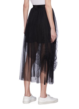 Back View - Click To Enlarge - QUIBE  - Abstract embroidered ruched mesh skirt