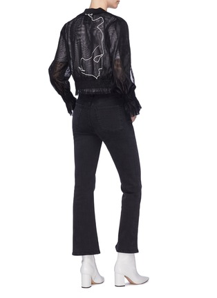 Figure View - Click To Enlarge - QUIBE  - Abstract embroidered flared cuff mesh bomber jacket