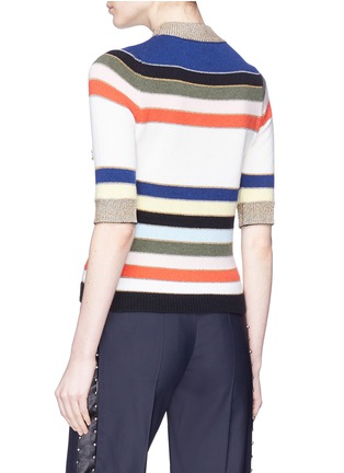 Back View - Click To Enlarge - SONIA RYKIEL - Mother-of-pearl logo stripe cashmere blend sweater