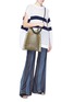 Figure View - Click To Enlarge - SONIA RYKIEL - Convertible sleeve stripe oversized open knit sweater