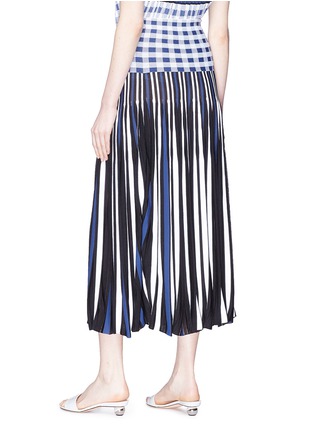 Back View - Click To Enlarge - SONIA RYKIEL - Check waist panel stripe pleated knit skirt