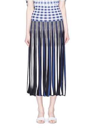 Main View - Click To Enlarge - SONIA RYKIEL - Check waist panel stripe pleated knit skirt