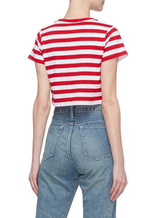 Back View - Click To Enlarge - FIORUCCI - Logo print stripe cropped T-shirt