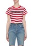 Main View - Click To Enlarge - FIORUCCI - Logo print stripe cropped T-shirt
