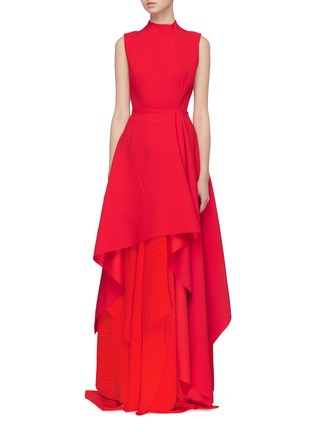 Main View - Click To Enlarge - SOLACE LONDON - 'Serafine' pleated underlay tiered drape maxi gown