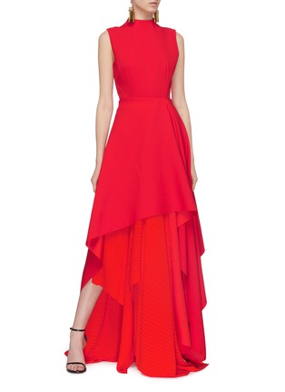 Figure View - Click To Enlarge - SOLACE LONDON - 'Serafine' pleated underlay tiered drape maxi gown