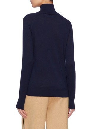 Back View - Click To Enlarge - VICTORIA, VICTORIA BECKHAM - Asymmetric ruffle trim wool turtleneck sweater