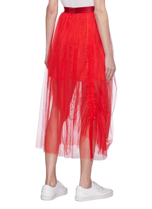Back View - Click To Enlarge - QUIBE  - Abstract embroidered ruched mesh skirt