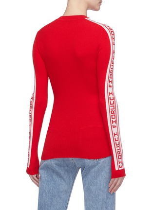 Back View - Click To Enlarge - FIORUCCI - Logo stripe sleeve wool sweater