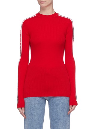 Main View - Click To Enlarge - FIORUCCI - Logo stripe sleeve wool sweater