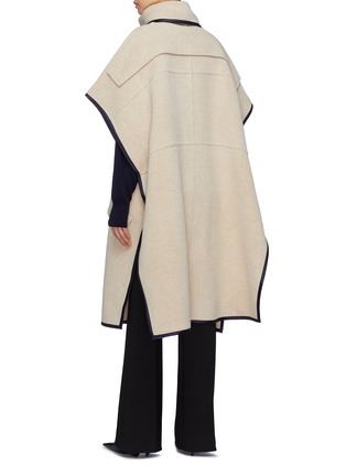 Back View - Click To Enlarge - VICTORIA, VICTORIA BECKHAM - Contrast border drape panel melton turtleneck cape