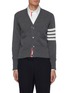THOM BROWNE  - Intarsia stripe cashmere V-neck cardigan