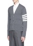 Front View - Click To Enlarge - THOM BROWNE  - Intarsia stripe cashmere V-neck cardigan